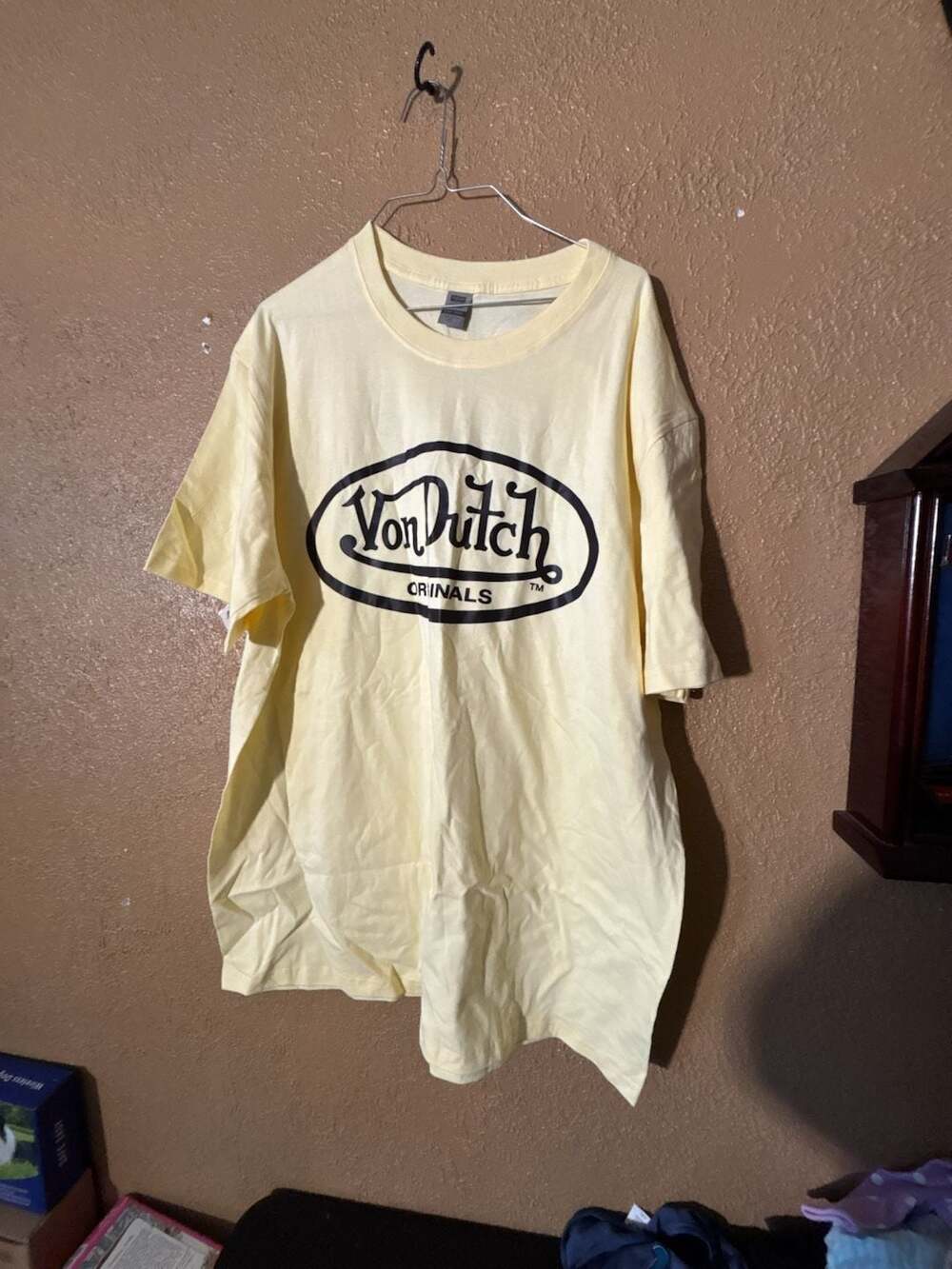 Von Dutch Originals Print Beige Casual Short Sleeve T-Shirt